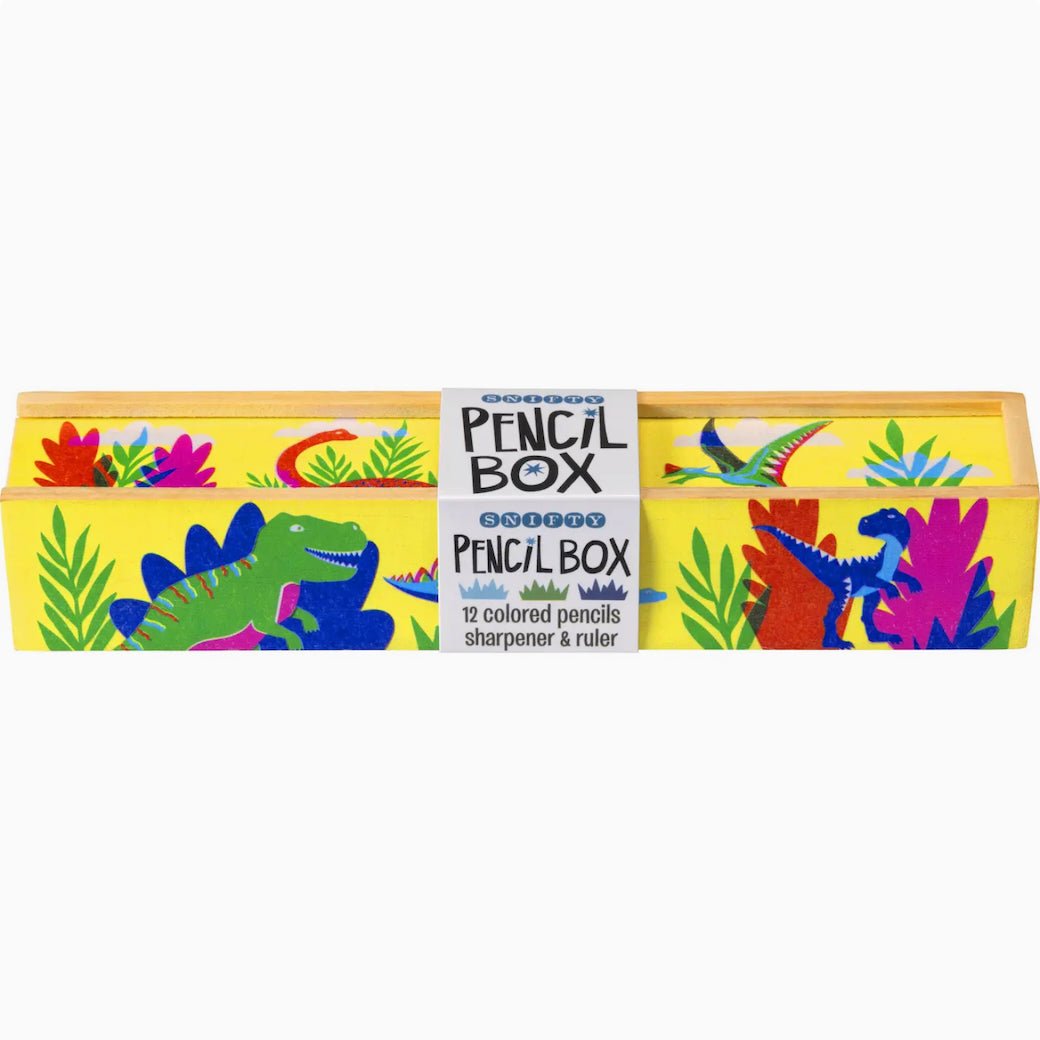 Dino Days 12 Colored Pencils in Wooden Pencil Box w Sharpener - Marmalade Mercantile