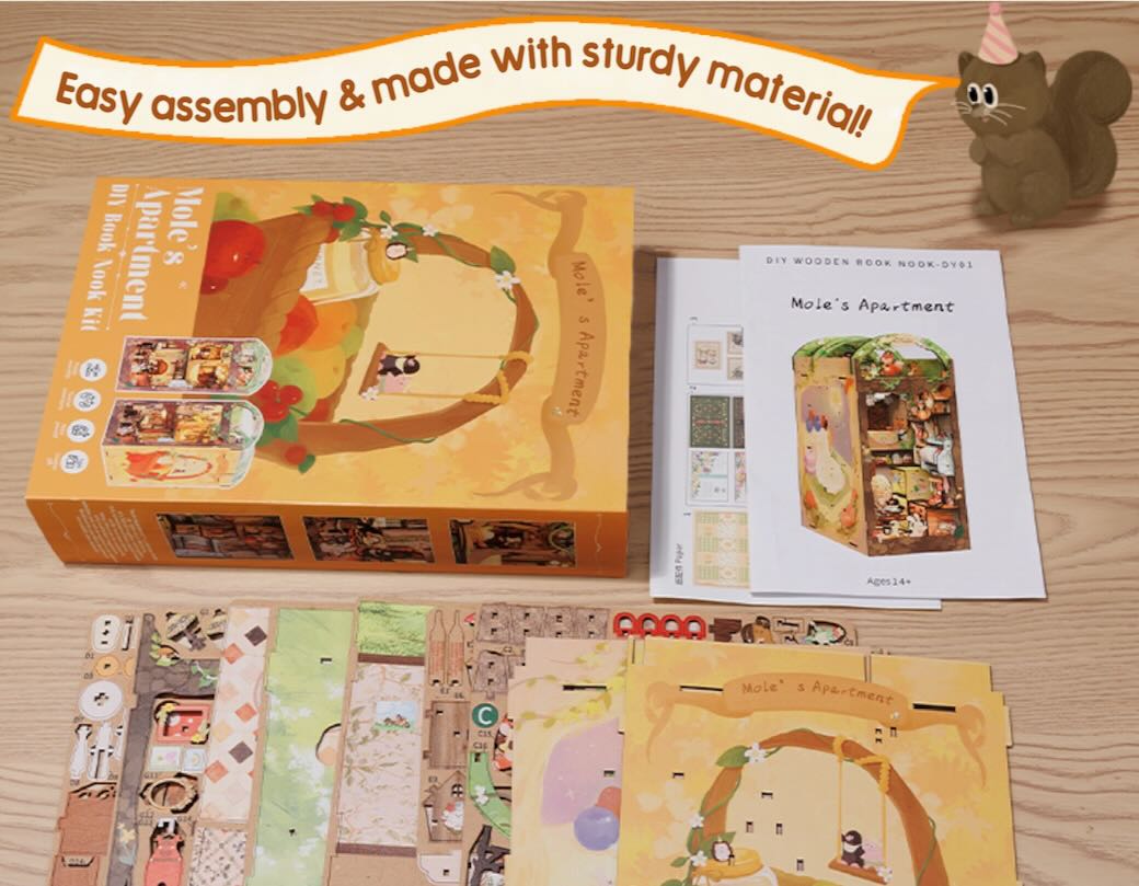 DIY Book Nook Kit: Mole's Apartment with Dust Cover - Marmalade Mercantile