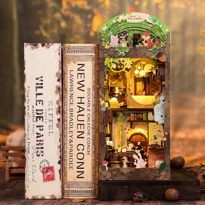 DIY Book Nook Kit: Mole's Apartment with Dust Cover - Marmalade Mercantile
