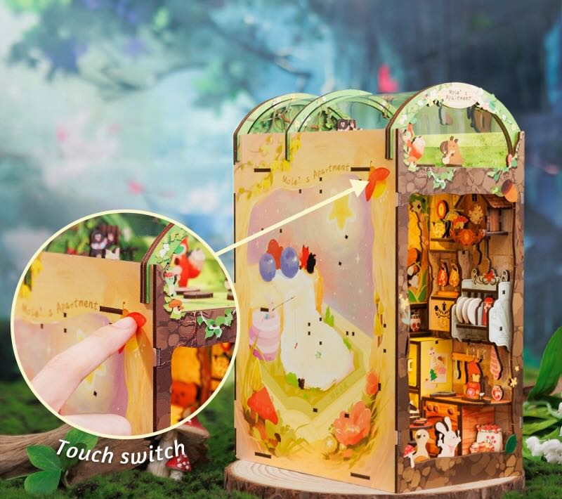 DIY Book Nook Kit: Mole's Apartment with Dust Cover - Marmalade Mercantile