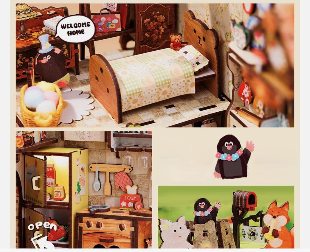 DIY Book Nook Kit: Mole's Apartment with Dust Cover - Marmalade Mercantile