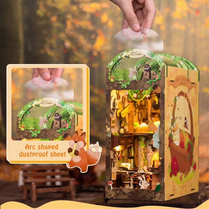 DIY Book Nook Kit: Mole's Apartment with Dust Cover - Marmalade Mercantile