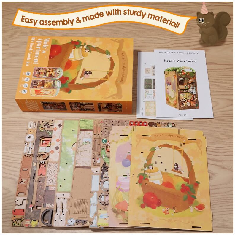 DIY Book Nook Kit: Mole's Apartment with Dust Cover - Marmalade Mercantile