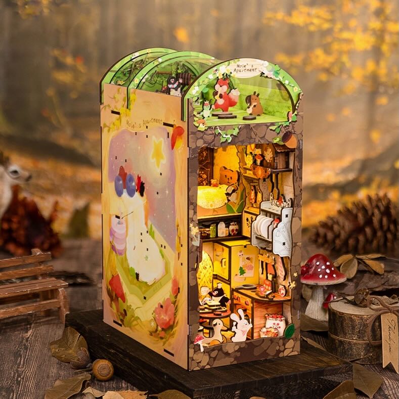 DIY Book Nook Kit: Mole's Apartment with Dust Cover - Marmalade Mercantile