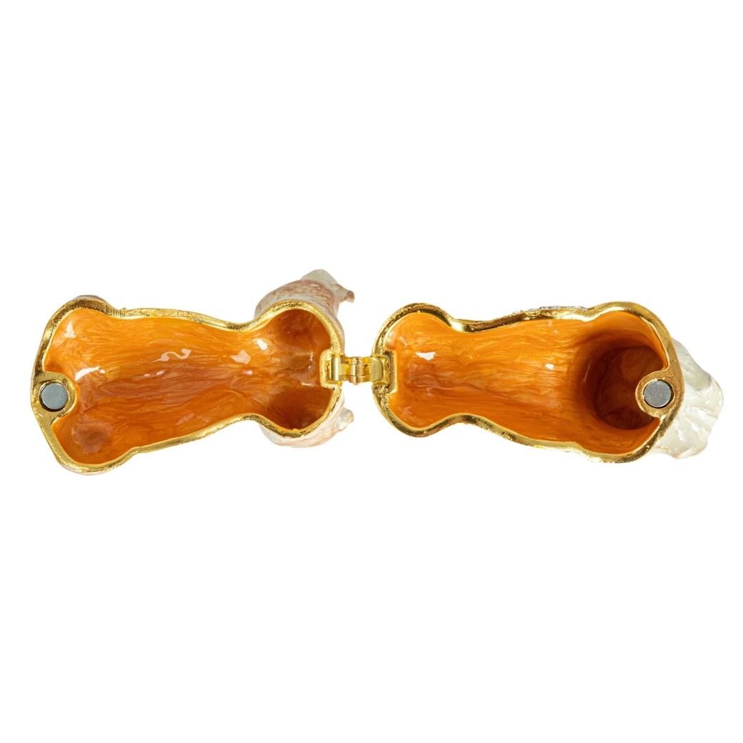 Enameled Bejeweled Metal French Bulldog Shaped Trinket Box - Marmalade Mercantile