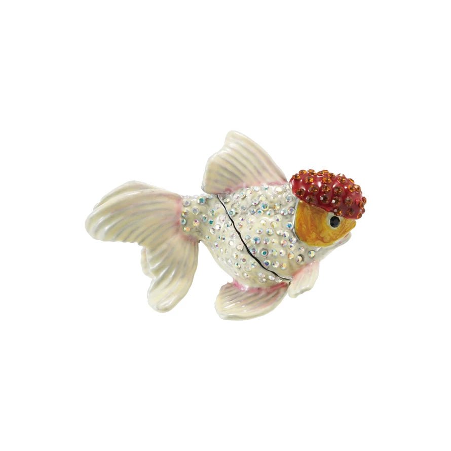 Enameled Metal Goldfish Shaped Trinket Box