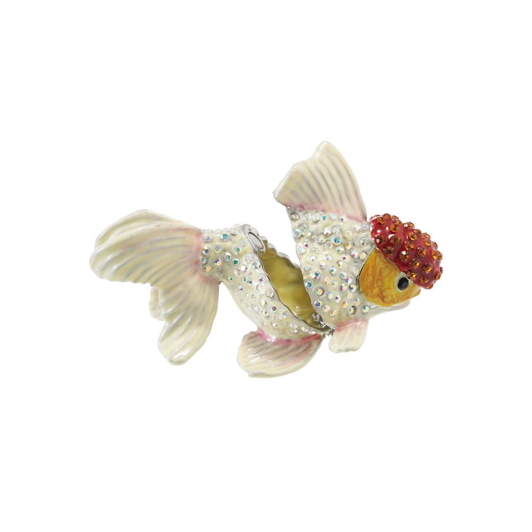 Enameled Metal Goldfish Shaped Trinket Box w/ Jewels - Marmalade Mercantile