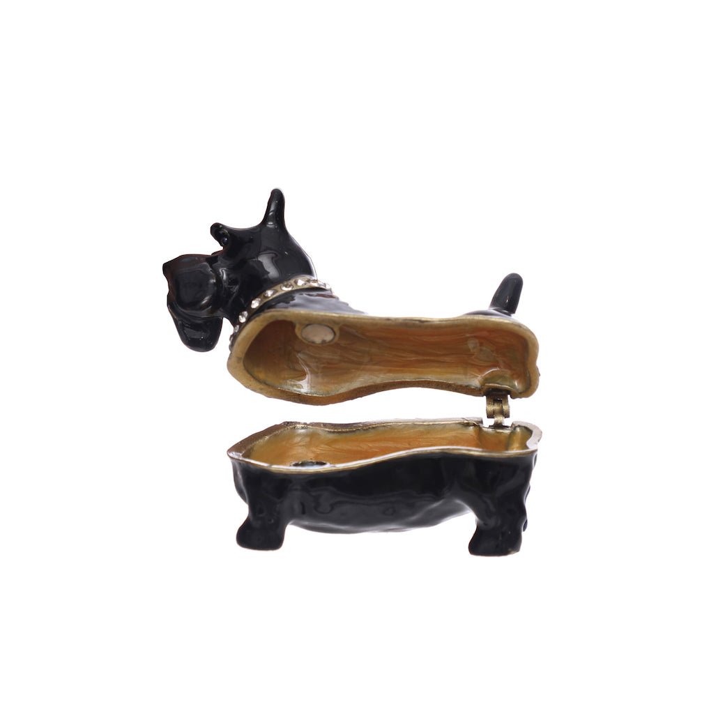 Enameled Metal Scottie Shaped Trinket Box w/ Jewels - Marmalade Mercantile