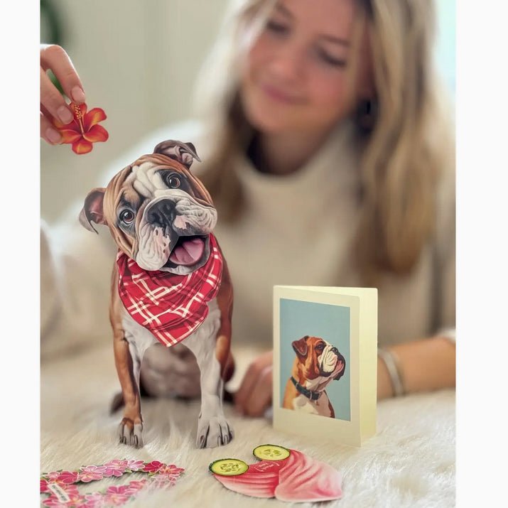 English Bull Dog Pop Up Greeting Card with Dress Up Accessories - Marmalade Mercantile