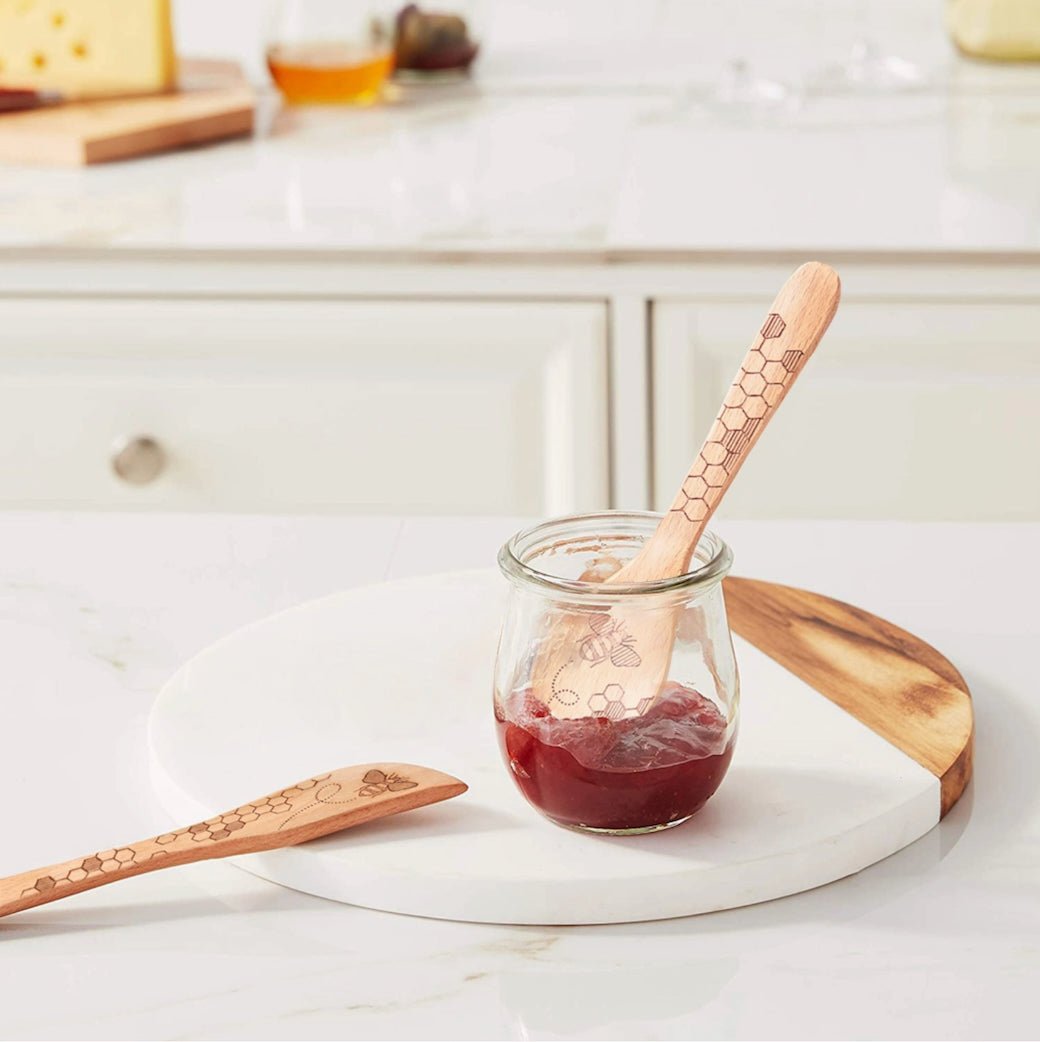 Etched Beechwood Honey Bee Jam Spoon & Spreader Set - Marmalade Mercantile