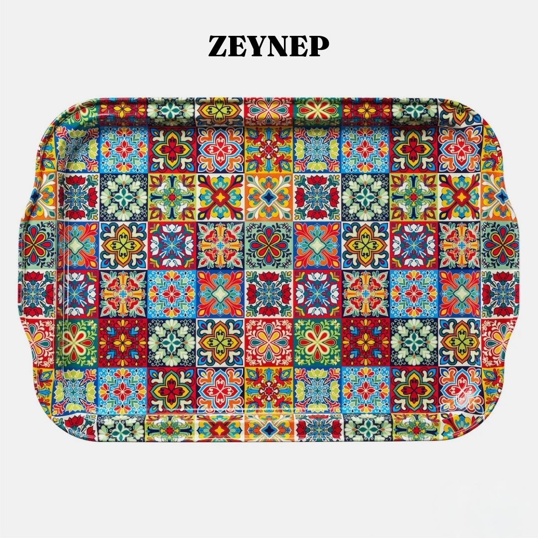 Exotic Turkish Tin Serving Tray CHOICE of Five Designs 12.5" - Marmalade Mercantile