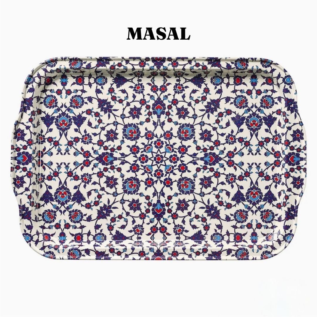 Exotic Turkish Tin Serving Tray CHOICE of Five Designs 12.5" - Marmalade Mercantile