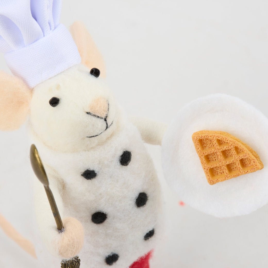 Felt Chef Mouse Critter with Waffle - Marmalade Mercantile