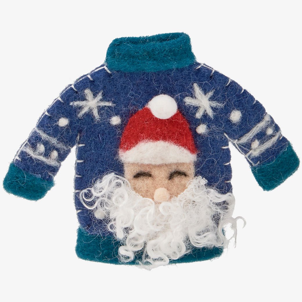 Felt Christmas Sweater Ornament Santa - Marmalade Mercantile