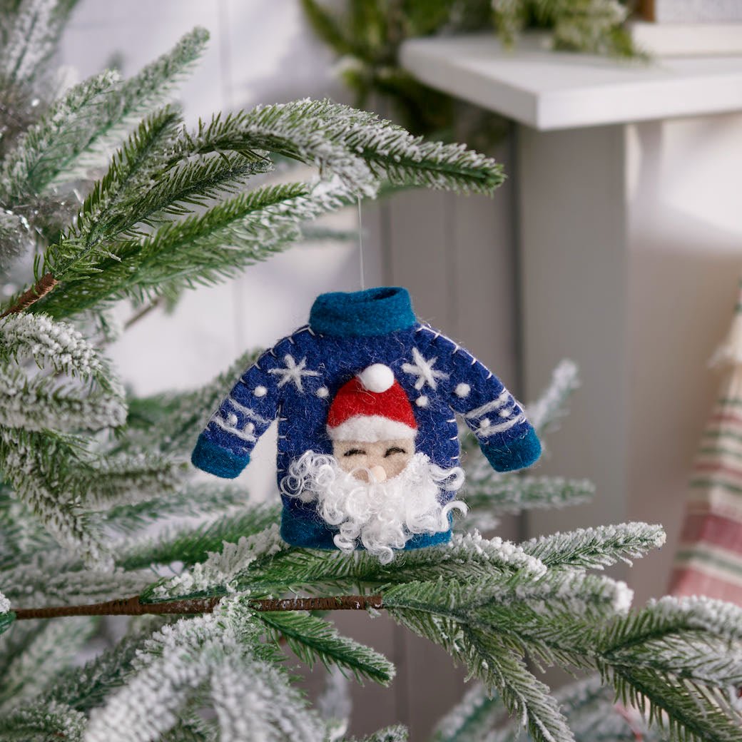 Felt Christmas Sweater Ornament Santa - Marmalade Mercantile