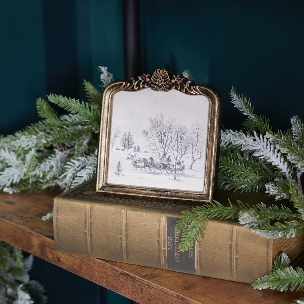 Framed Vintage - Style Print Open Sleigh Ride in Winter - Marmalade Mercantile