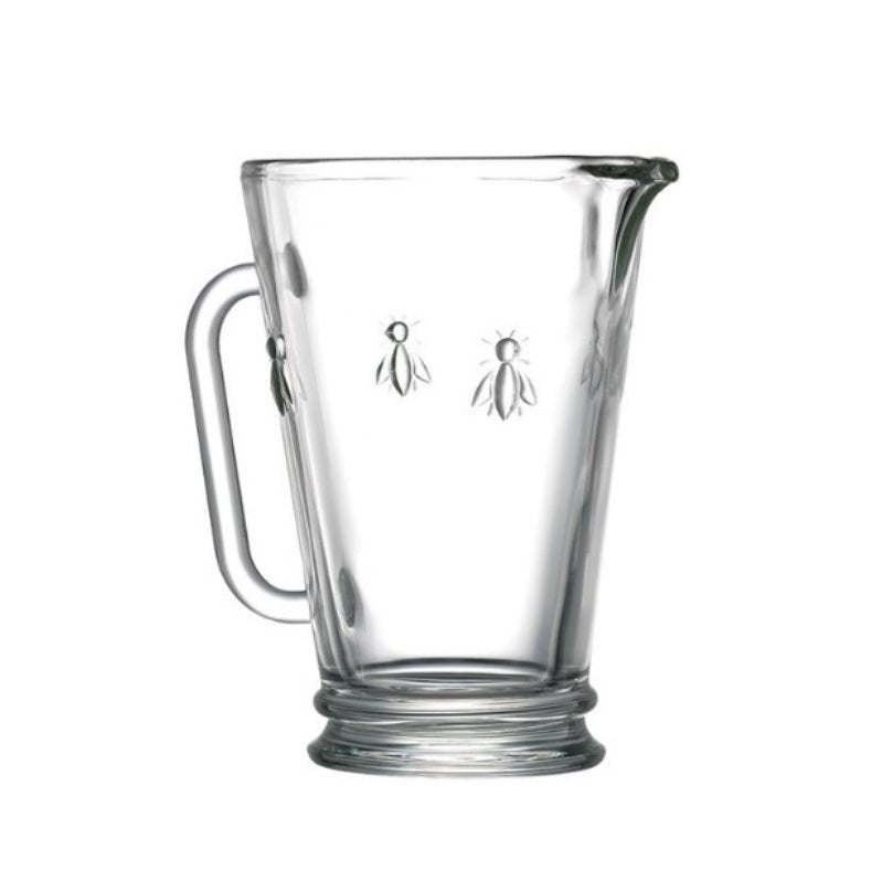 French Glass Pitcher with Embossed Napoleonic Bee - Marmalade Mercantile
