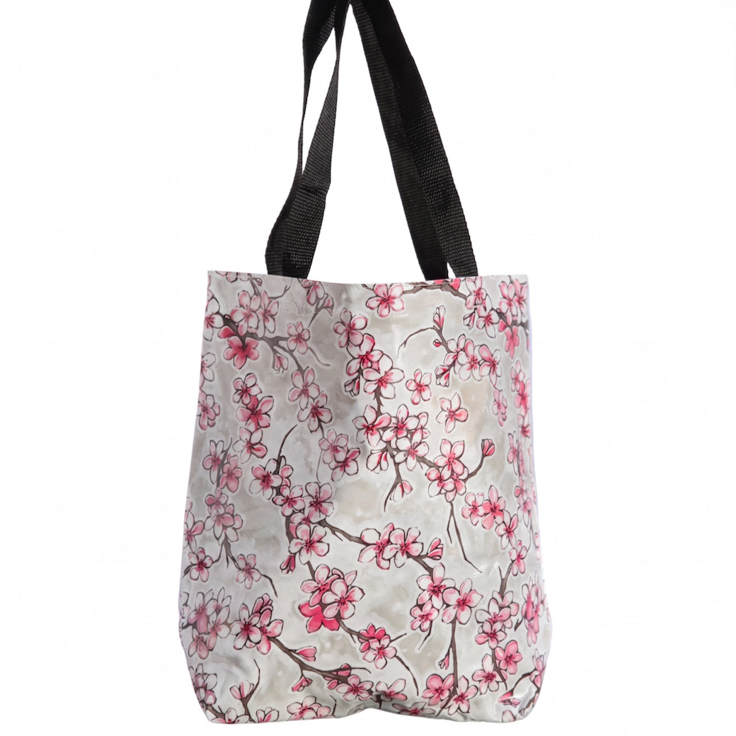 Medium Oilcloth Tote Gray Fuji Pattern