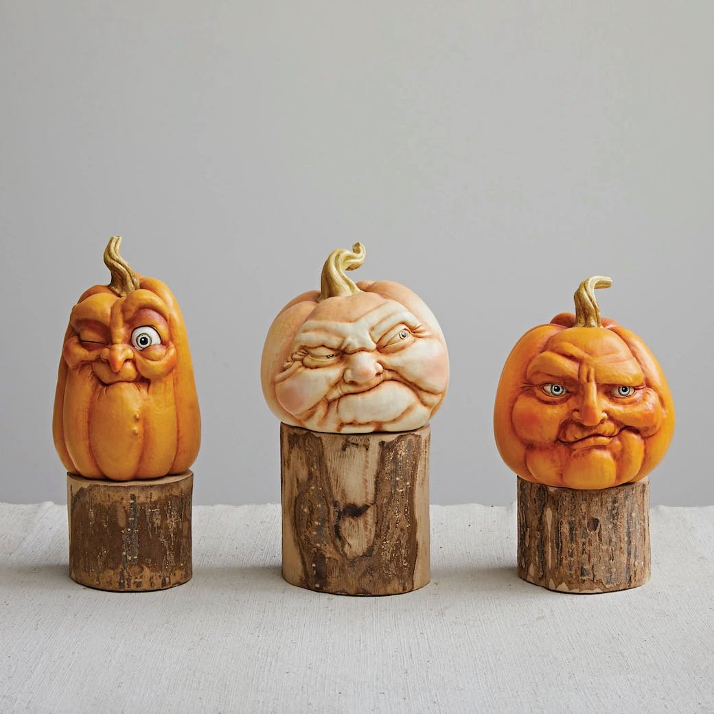 Grumpy Halloween Pumpkin Face Figures - Choice of Style - Marmalade Mercantile