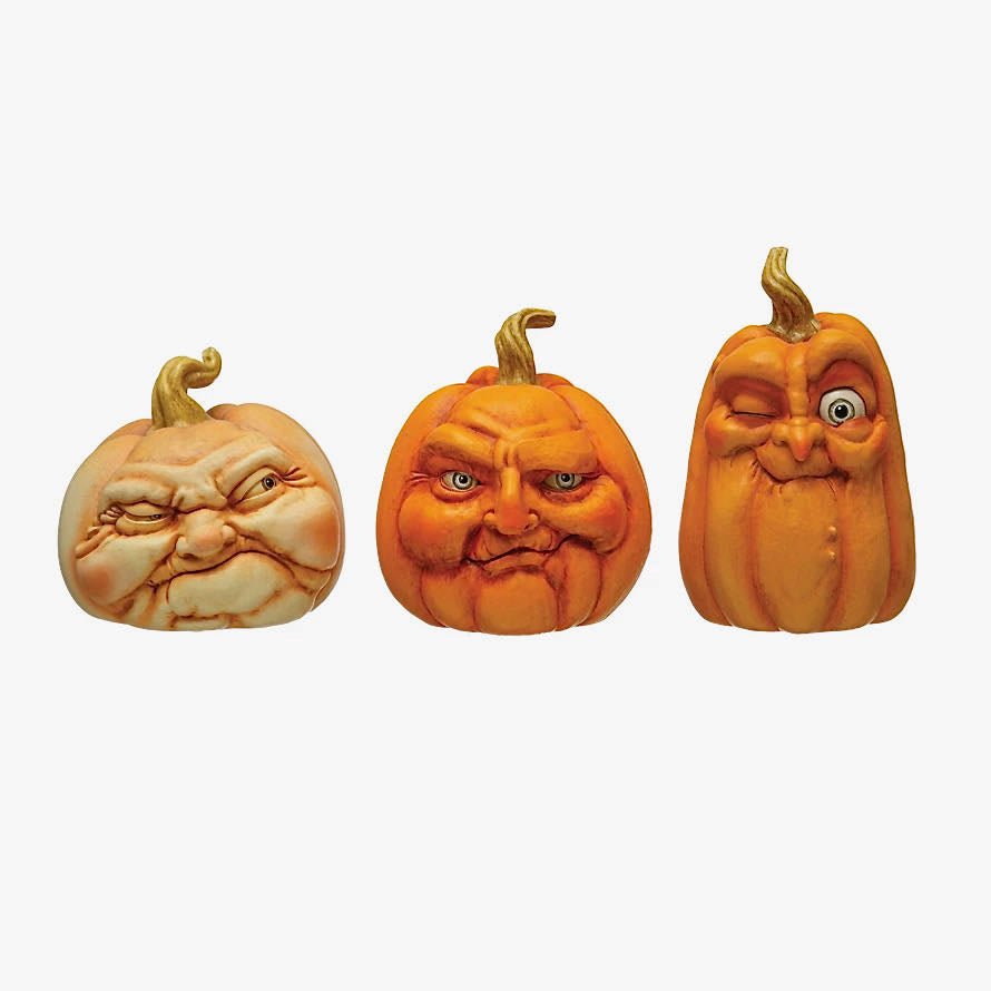 Grumpy Halloween Pumpkin Face Figures - Choice of Style - Marmalade Mercantile