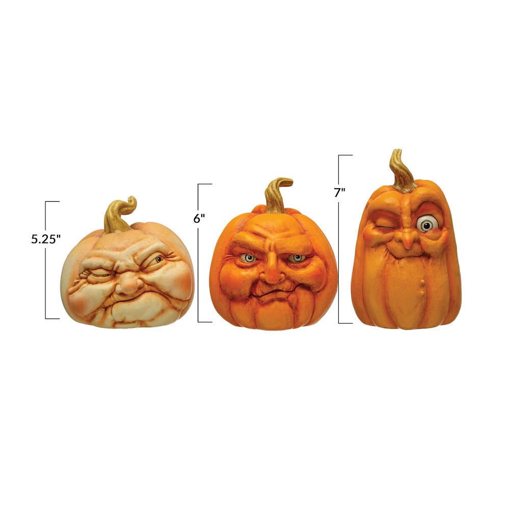 Grumpy Halloween Pumpkin Face Figures - Choice of Style - Marmalade Mercantile