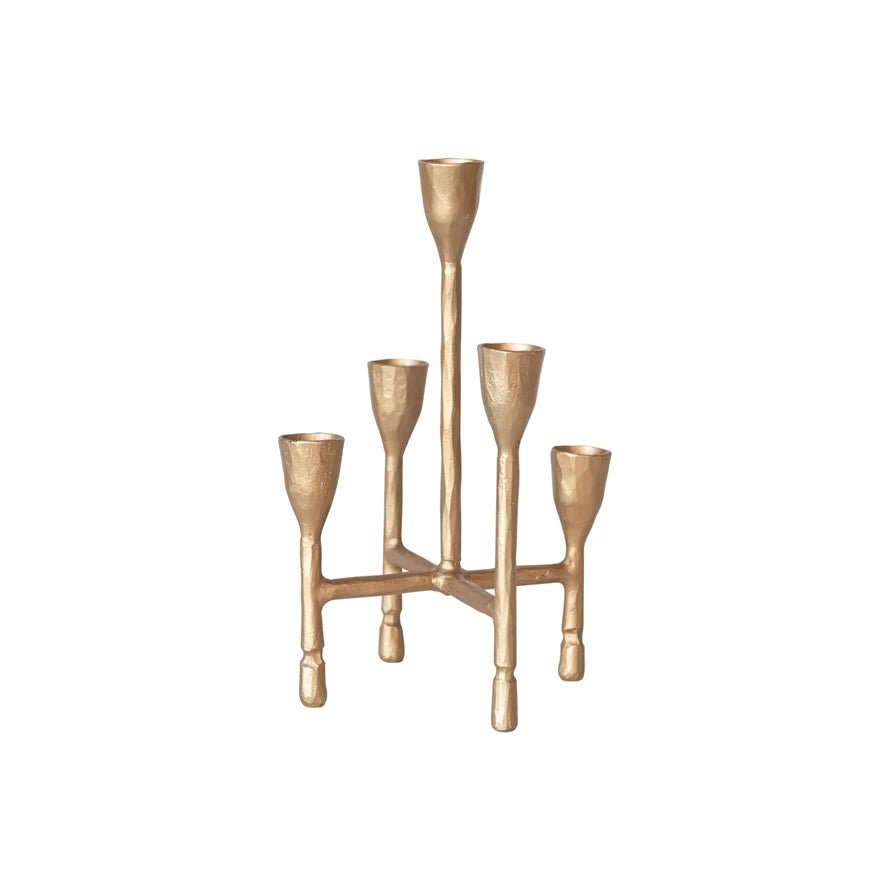 Hand - Forged Metal Candelabra Antique Gold Finish - Marmalade Mercantile
