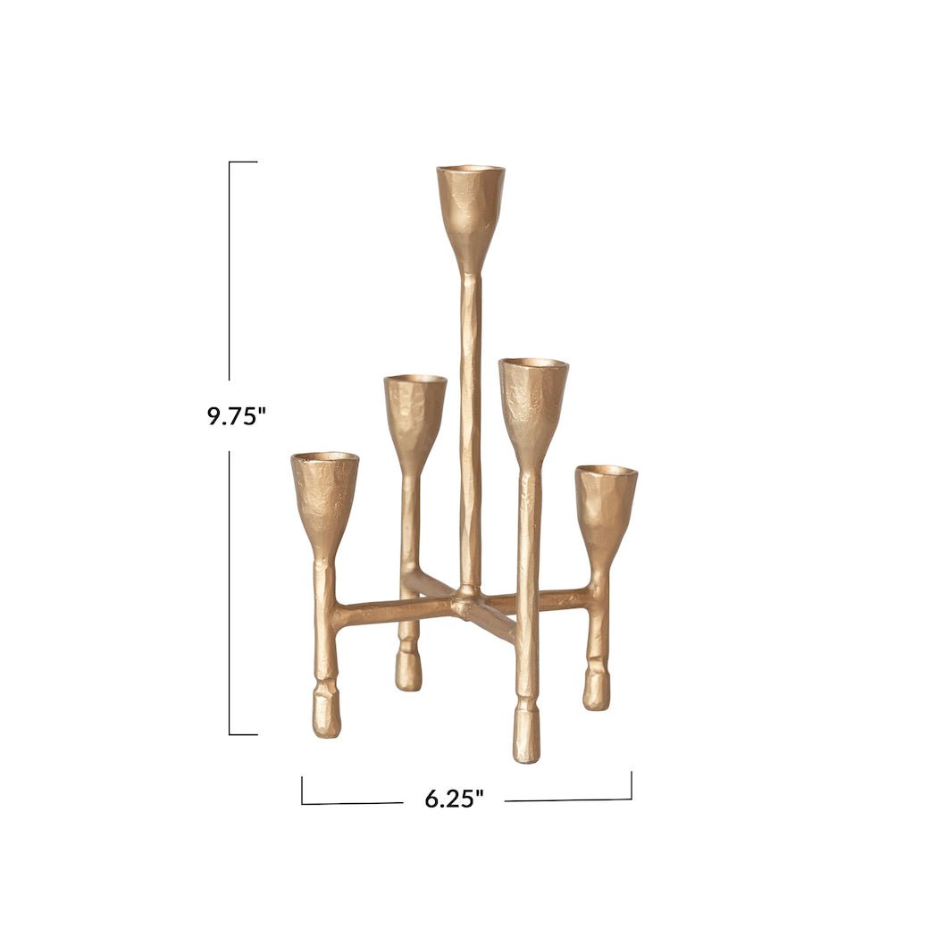 Hand - Forged Metal Candelabra Antique Gold Finish - Marmalade Mercantile