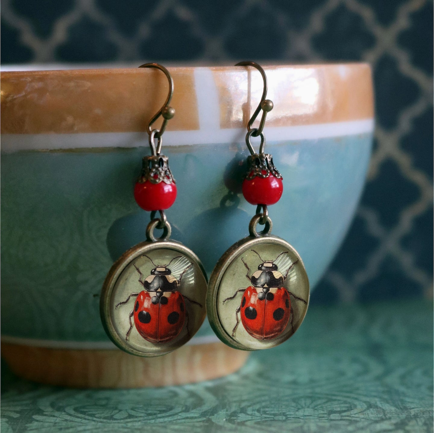 Hand - made Ladybug Earrings for Pierced Ears - Marmalade Mercantile