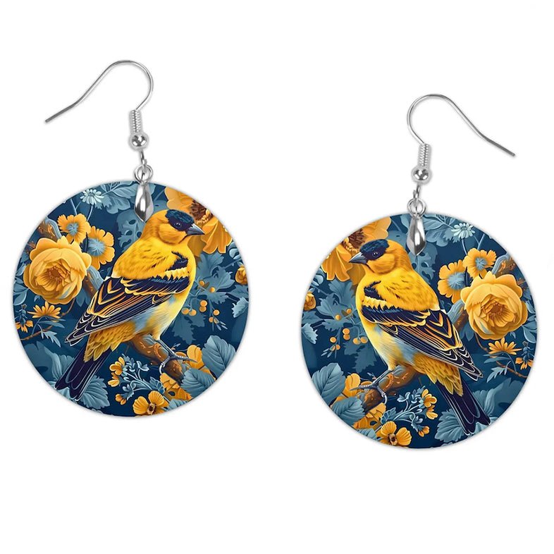 Hand - Made William Morris Earrings Goldfinch for Pierced Eara - Marmalade Mercantile