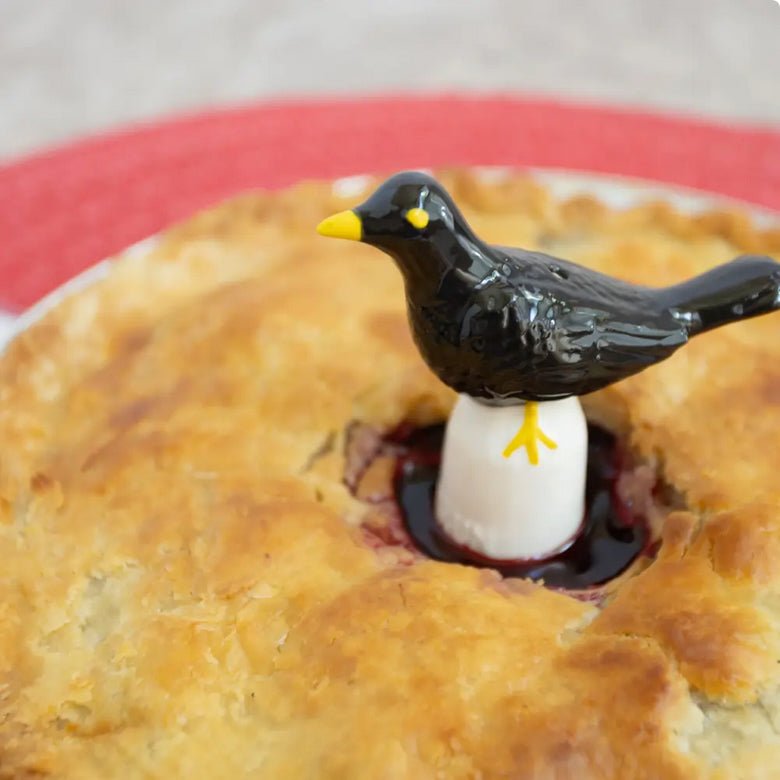 Hand - Painted Blackbird Pie Vent Ceramic Porcelain - Marmalade Mercantile
