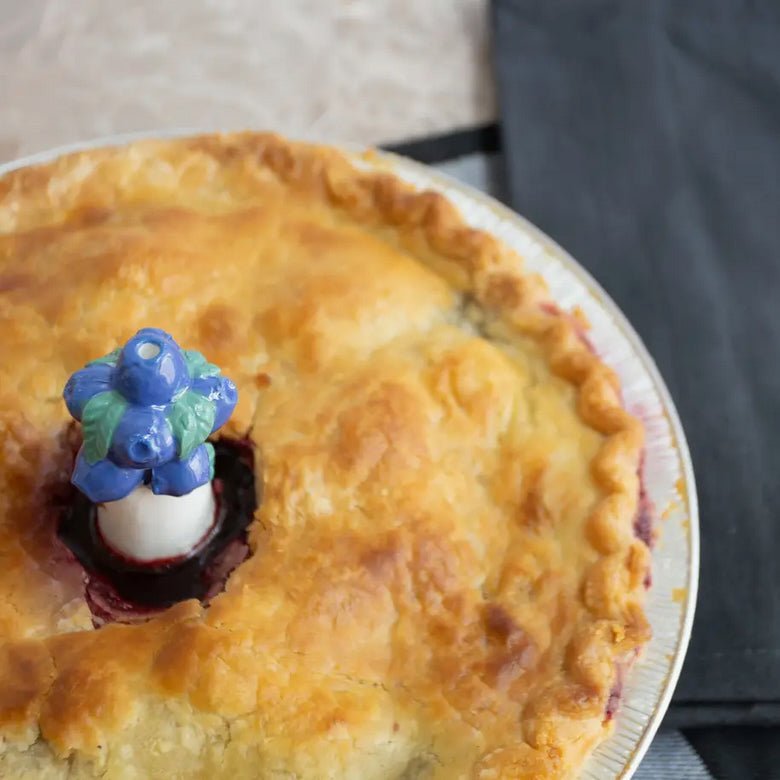 Hand - Painted Blueberry Pie Vent Ceramic Porcelain Pie Bird - Marmalade Mercantile