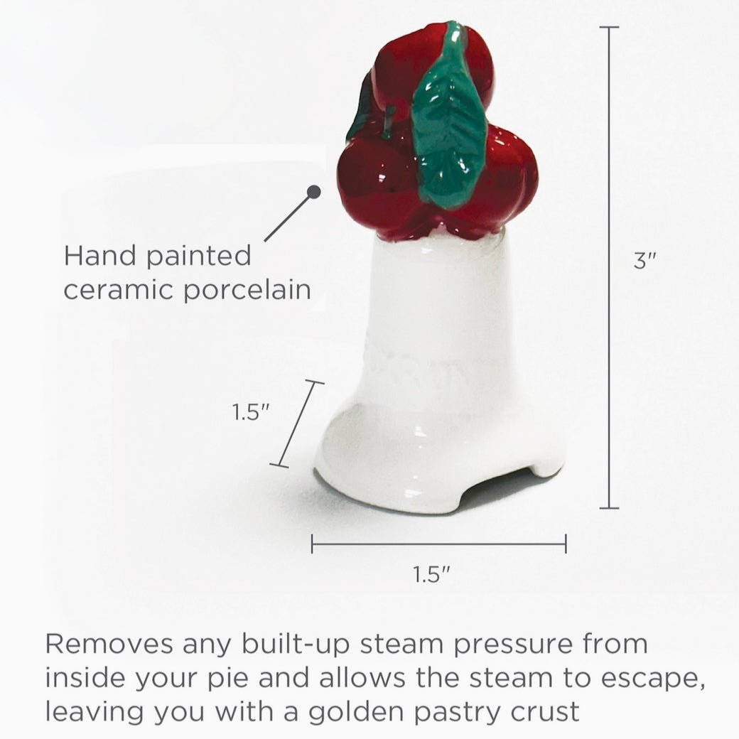 Hand - Painted Cherry Pie Vent Ceramic Porcelain Pie Bird - Marmalade Mercantile