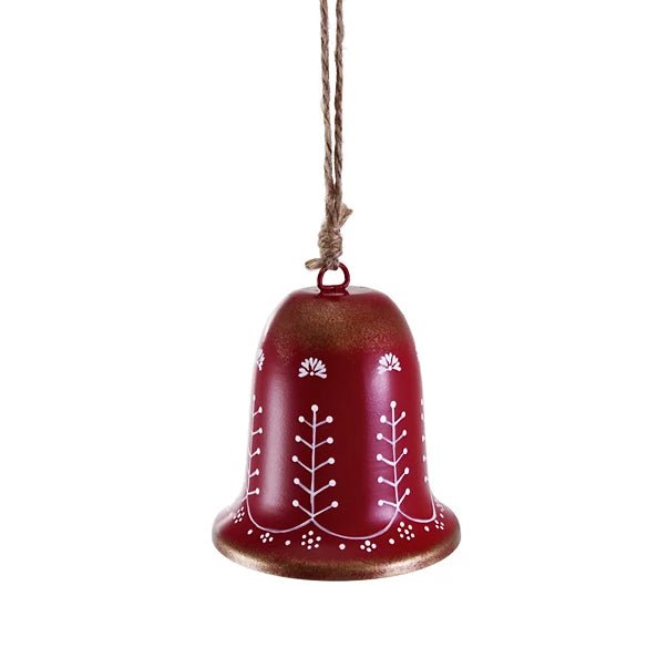 Hand - Painted Metal Scandi Christmas Bell Ornament - Marmalade Mercantile