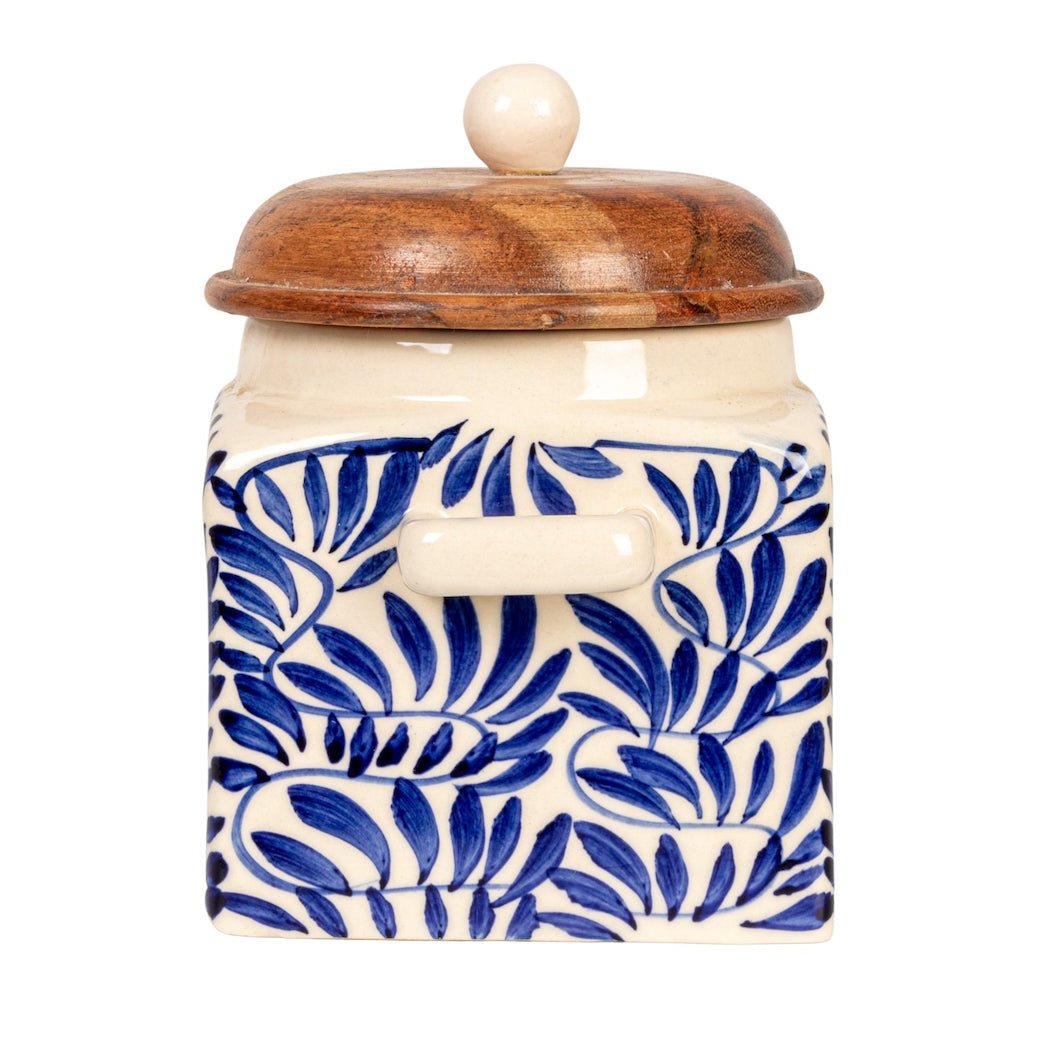 Hand - Painted Stoneware Canister with Lid & Spoon - Marmalade Mercantile