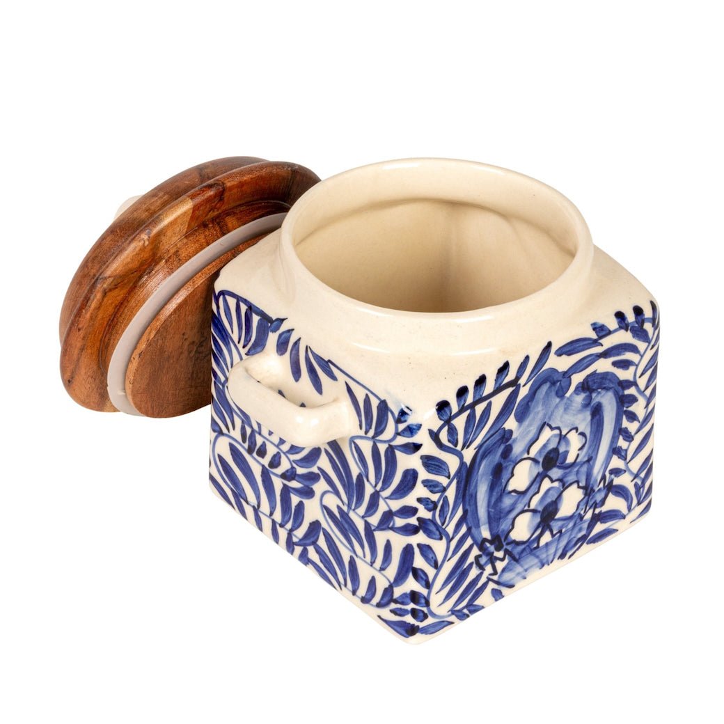 Hand - Painted Stoneware Canister with Lid & Spoon - Marmalade Mercantile