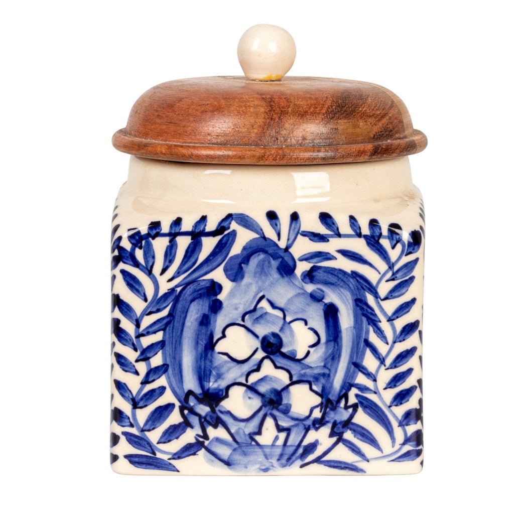 Hand - Painted Stoneware Canister with Lid & Spoon - Marmalade Mercantile