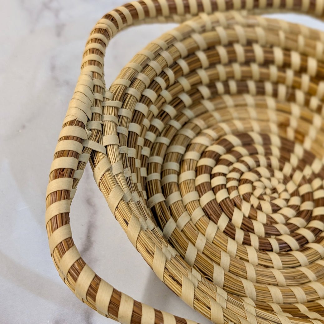 Handmade South Carolina Sweetgrass Basket w Five Handles - Marmalade Mercantile
