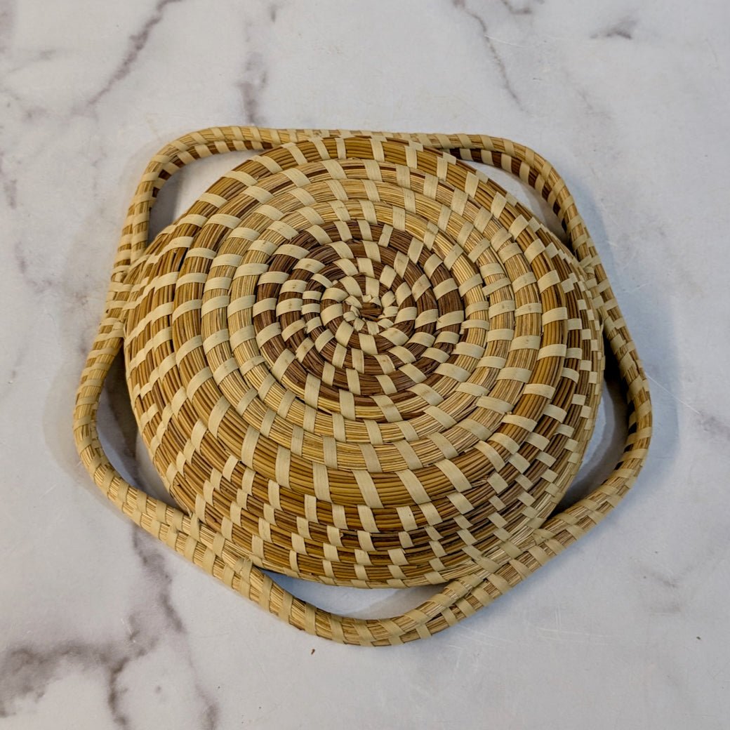 Handmade South Carolina Sweetgrass Basket w Five Handles - Marmalade Mercantile