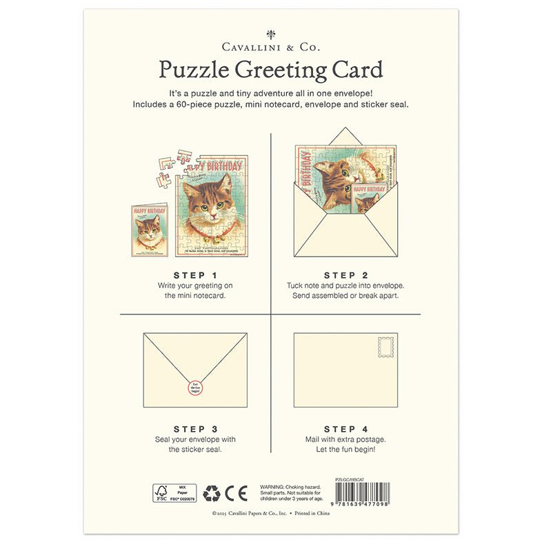 Happy Birthday Cat Puzzle Greeting Card - Marmalade Mercantile