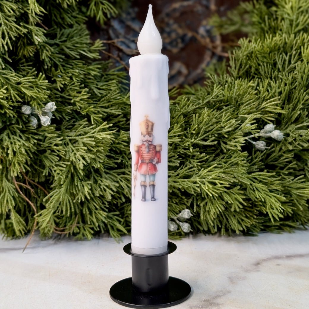Holiday Nutcracker LED Battery Operated Taper Candle - Marmalade Mercantile