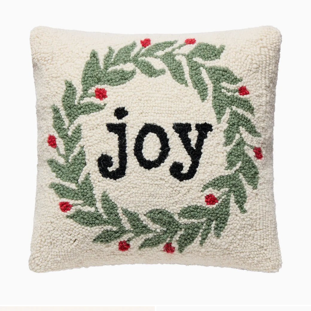 Joy Hooked Rug Holiday Pillow - Marmalade Mercantile