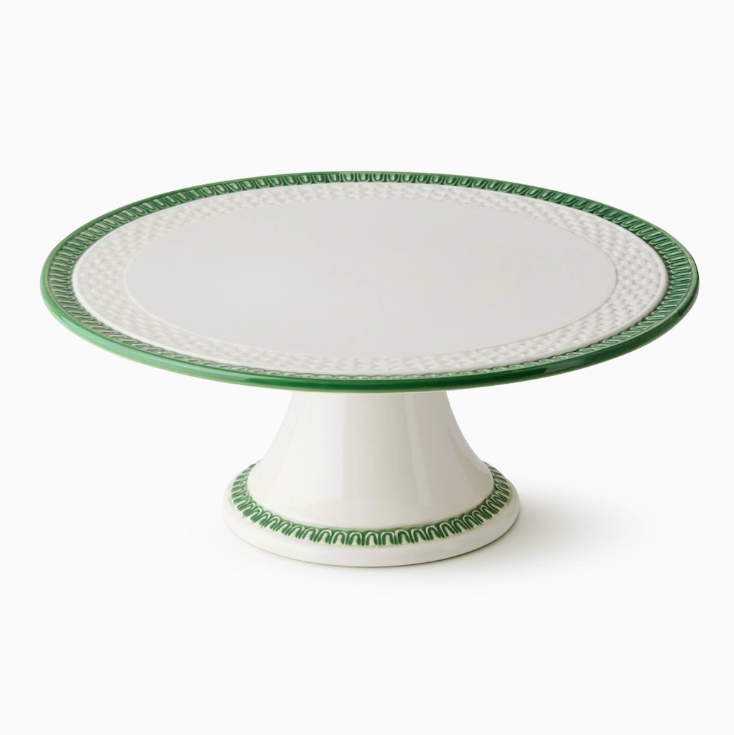 Le Jardin Embossed Cake Pedestal w Basketweave Pattern - Marmalade Mercantile