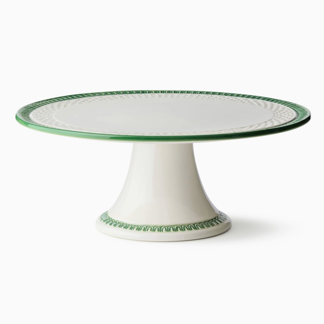 Le Jardin Embossed Cake Pedestal w Basketweave Pattern - Marmalade Mercantile