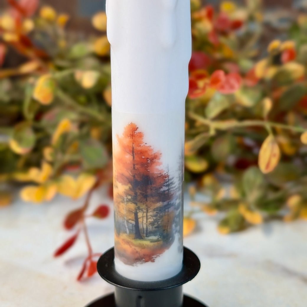 LED Battery Operated Fall Trees Taper Candle - Marmalade Mercantile