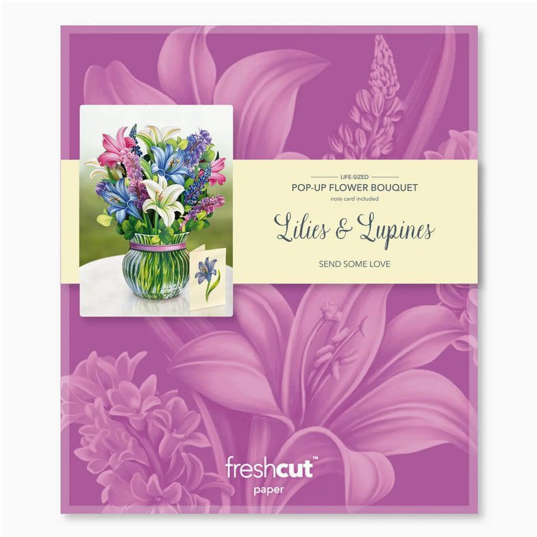 Lilies and Lupines 3-D Life-Sized Pop Up Bouquet Greeting Card - Marmalade Mercantile