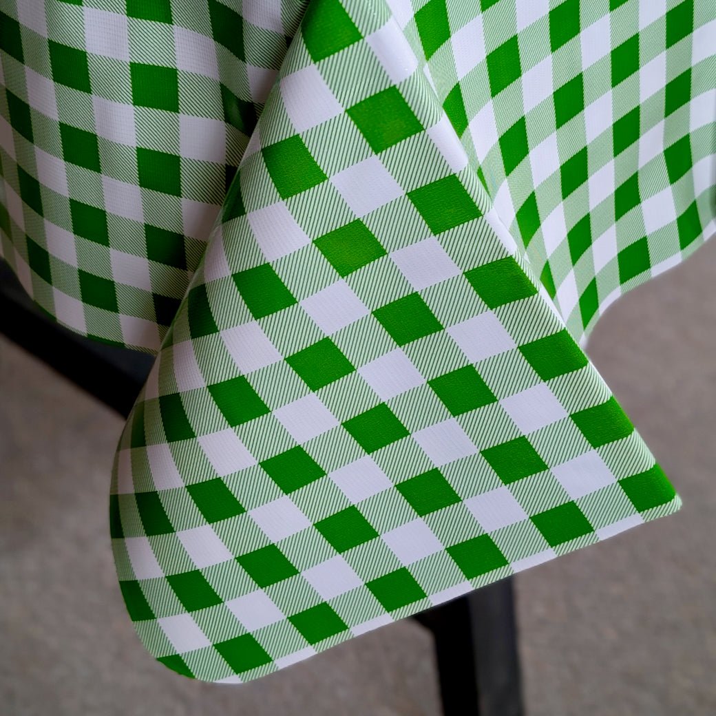 Lime Green & White Gingham Check Oilcloth Tablecloth 84 x 48" - Marmalade Mercantile