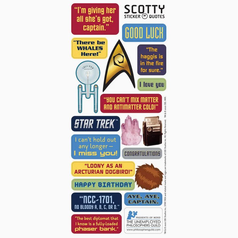 Lt. Scotty USS Enterprise Star Trek Die Cut Greeting Card w Stickers - Marmalade Mercantile