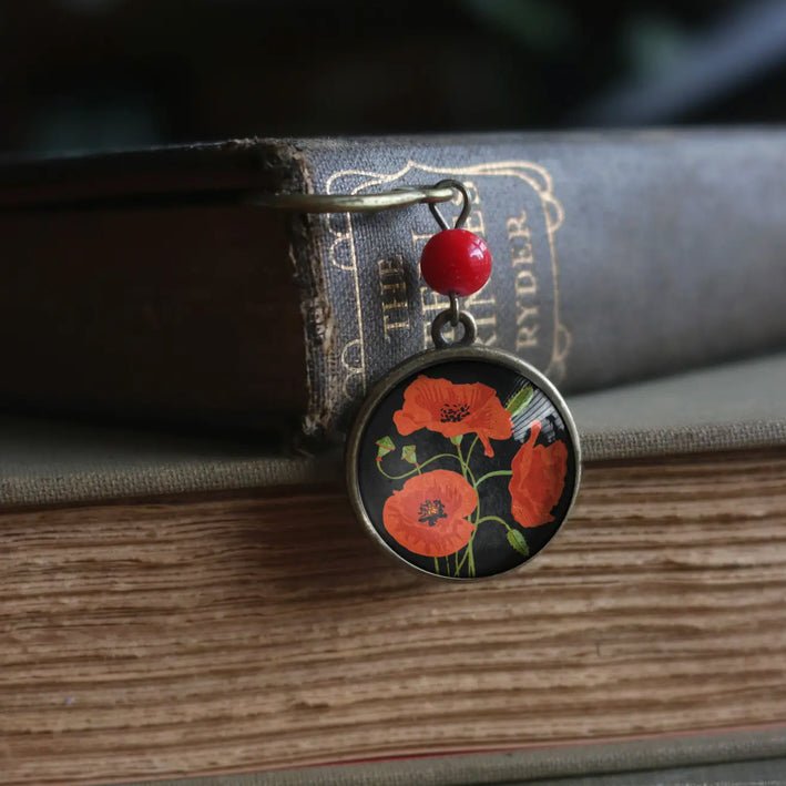 Metal book Hook bookmark Red Poppy Flowers - Marmalade Mercantile