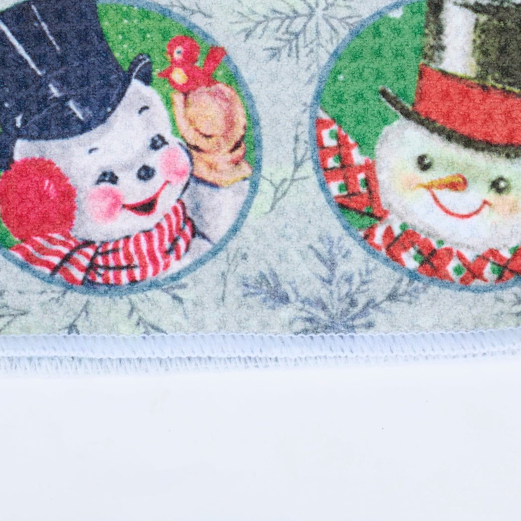 Microfiber Kitchen Towel Retro Christmas Holiday Snowmen - Marmalade Mercantile