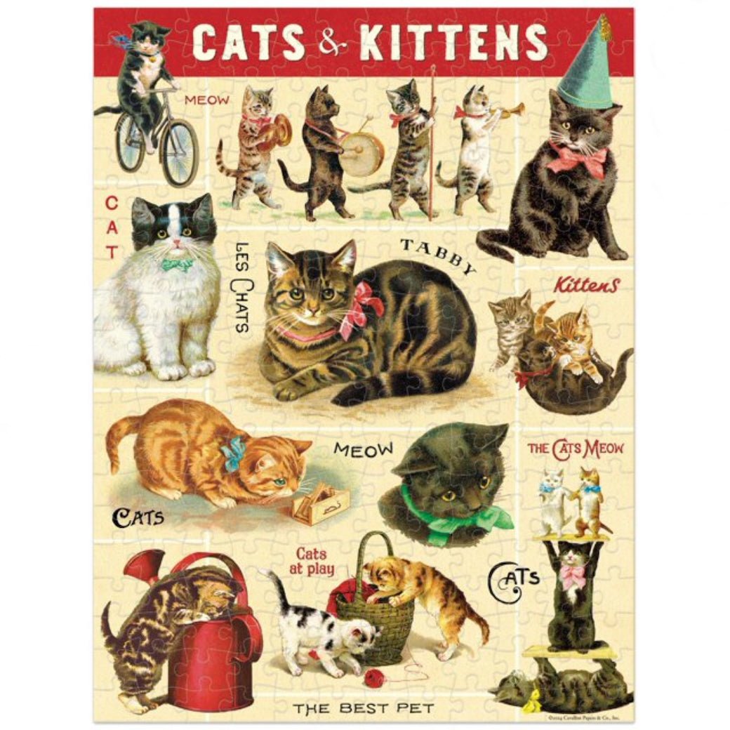 Mini Jigsaw Puzzle 240 Pieces Vintage - Style Cats & Kittens - Marmalade Mercantile